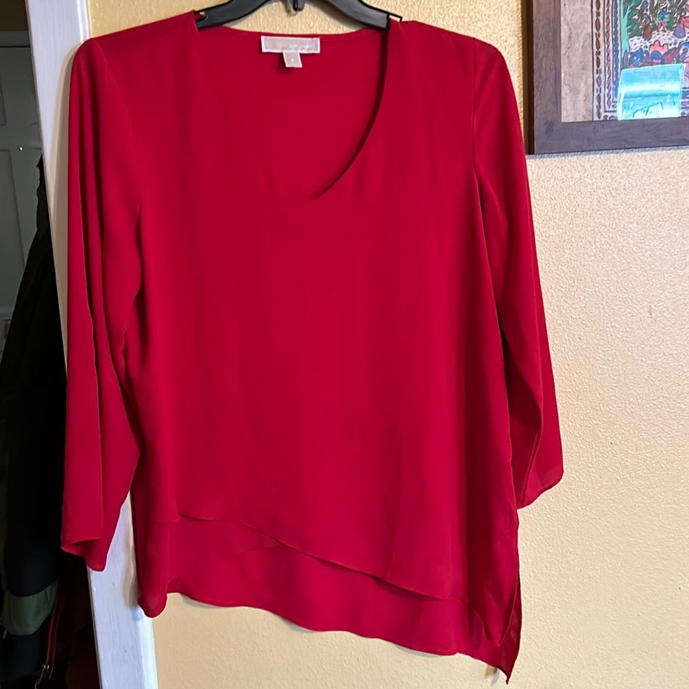 Michael Kors Asymmetrical Size 8 Red Blouse